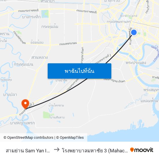 สามย่าน Sam Yan Intersection to โรงพยาบาลมหาชัย 3 (Mahachai 3 Hospital) map