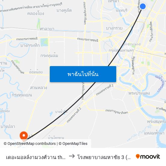 เดอะมอลล์งามวงศ์วาน the Mall Ngamwongwan to โรงพยาบาลมหาชัย 3 (Mahachai 3 Hospital) map