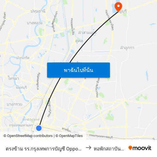 ตรงข้าม รร.กรุงเทพการบัญชี Opposite Bangkok Business College to หอพักสถาบันพัฒนาบุคลากร map