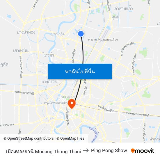 เมืองทองธานี Mueang Thong Thani to Ping Pong Show map