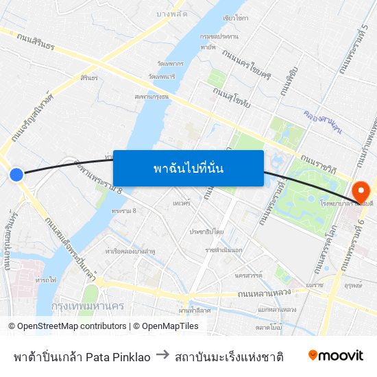 พาต้าปิ่นเกล้า Pata Pinklao to สถาบันมะเร็งแห่งชาติ map