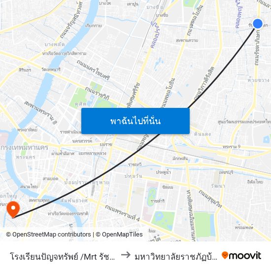 โรงเรียนปัญจทรัพย์ /Mrt รัชดาฯ Mrt Ratchadaphisek to มหาวิทยาลัยราชภัฏบ้านสมเด็จเจ้าพระยา map