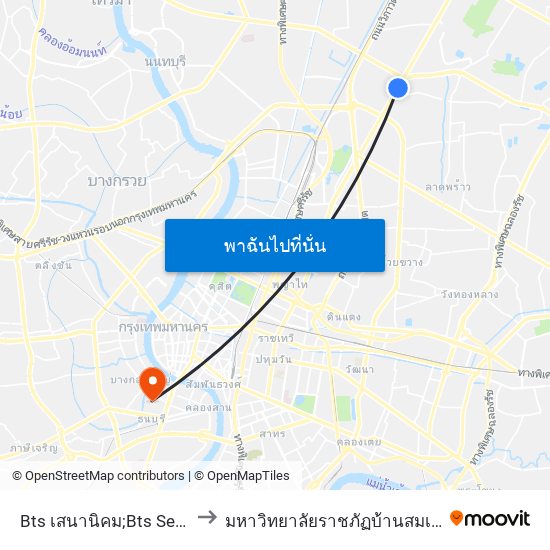 Bts เสนานิคม;Bts Sena Nikhom to มหาวิทยาลัยราชภัฏบ้านสมเด็จเจ้าพระยา map