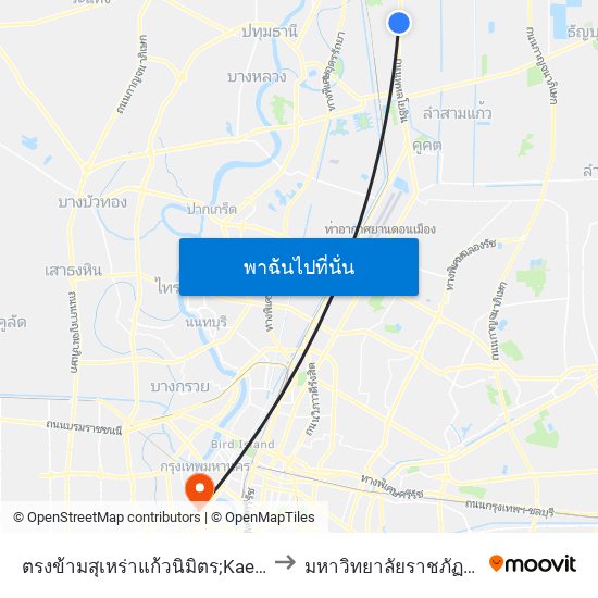 ตรงข้ามสุเหร่าแก้วนิมิตร;Kaeo Nimit Mosque (Opposite) to มหาวิทยาลัยราชภัฏบ้านสมเด็จเจ้าพระยา map