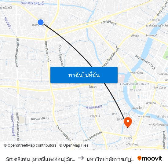 Srt ตลิ่งชัน [สายสีแดงอ่อน];Srt Taling Chan [Light Red Line] to มหาวิทยาลัยราชภัฏบ้านสมเด็จเจ้าพระยา map