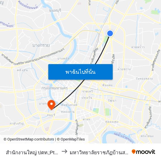 สำนักงานใหญ่ ปตท.;Ptt Headquarter to มหาวิทยาลัยราชภัฏบ้านสมเด็จเจ้าพระยา map