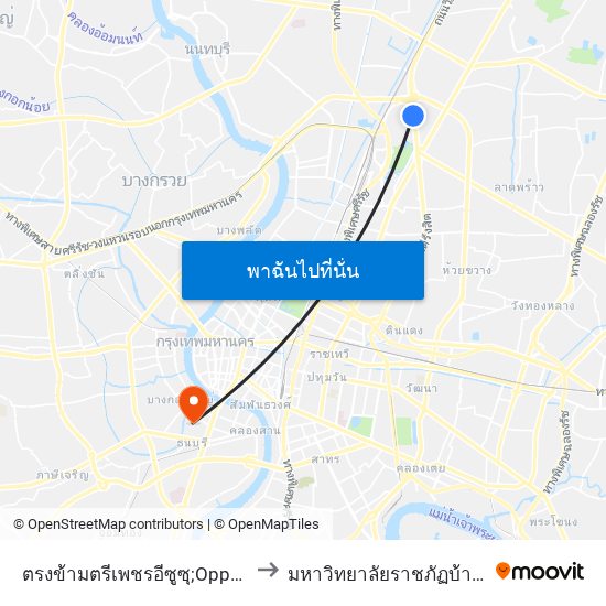 ตรงข้ามตรีเพชรอีซูซุ;Opposite Tri Petch Isuzu to มหาวิทยาลัยราชภัฏบ้านสมเด็จเจ้าพระยา map