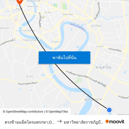 ตรงข้ามแม็คโครแพรกษา;Opposite Makro Phraeksa to มหาวิทยาลัยราชภัฏบ้านสมเด็จเจ้าพระยา map