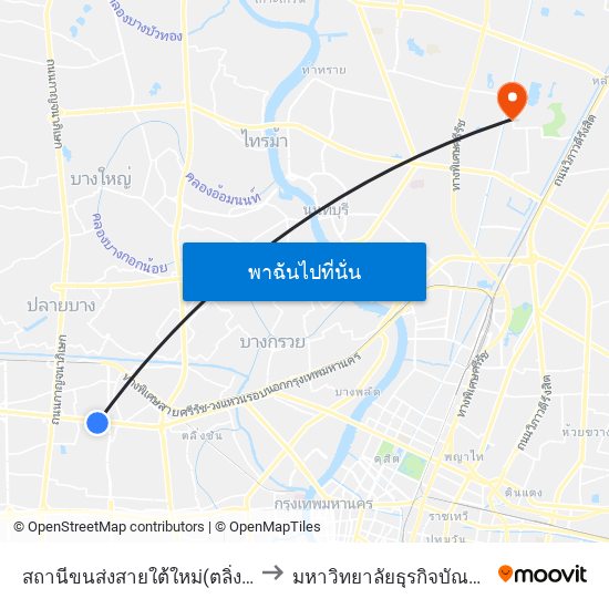 สถานีขนส่งสายใต้ใหม่(ตลิ่งชัน) to มหาวิทยาลัยธุรกิจบัณฑิตย์ map