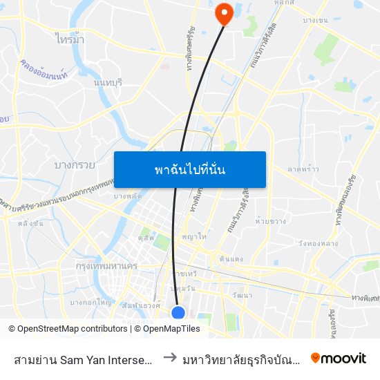 สามย่าน Sam Yan Intersection to มหาวิทยาลัยธุรกิจบัณฑิตย์ map