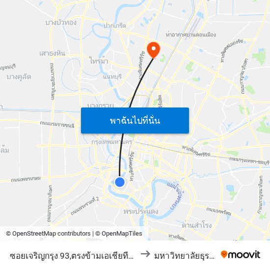 ซอยเจริญกรุง 93,ตรงข้ามเอเชียทีค Charoen Krung 93 to มหาวิทยาลัยธุรกิจบัณฑิตย์ map