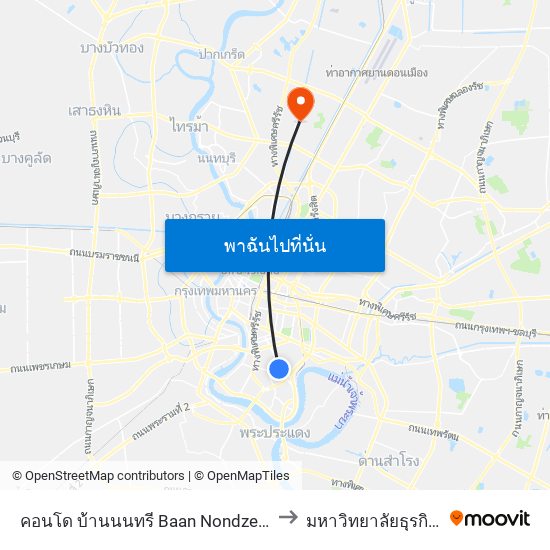 คอนโด บ้านนนทรี Baan Nondzee Condominium to มหาวิทยาลัยธุรกิจบัณฑิตย์ map