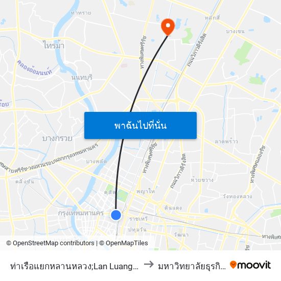 ท่าเรือแยกหลานหลวง;Lan Luang Intersection Pier to มหาวิทยาลัยธุรกิจบัณฑิตย์ map