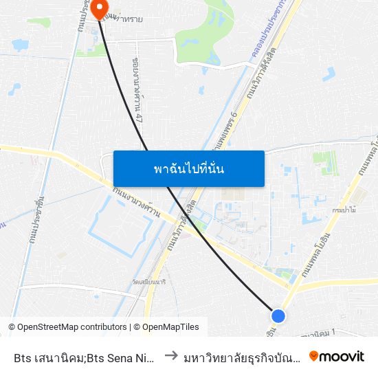 Bts เสนานิคม;Bts Sena Nikhom to มหาวิทยาลัยธุรกิจบัณฑิตย์ map