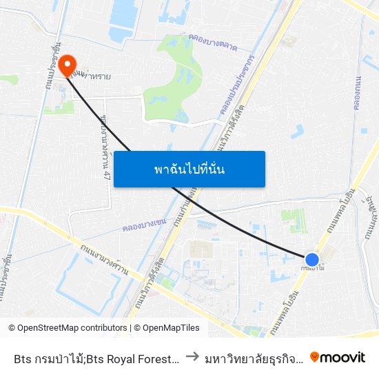 Bts กรมป่าไม้;Bts Royal Forest Department to มหาวิทยาลัยธุรกิจบัณฑิตย์ map