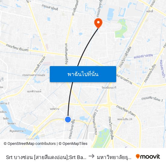 Srt บางซ่อน [สายสีแดงอ่อน];Srt Bang Son [Light Red Line] to มหาวิทยาลัยธุรกิจบัณฑิตย์ map