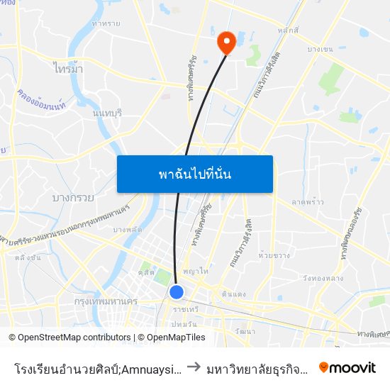 โรงเรียนอำนวยศิลป์;Amnuaysilpa School to มหาวิทยาลัยธุรกิจบัณฑิตย์ map