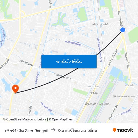 เซียร์รังสิต Zeer Rangsit to ธันเดอร์โดม สเตเดียม map
