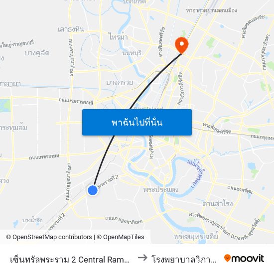 เซ็นทรัลพระราม 2 Central Rama 2 to โรงพยาบาลวิภาวดี map