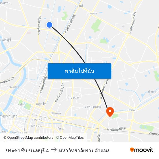 ประชาชื่น-นนทบุรี 4 to มหาวิทยาลัยรามคำแหง map