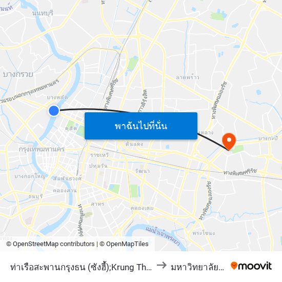 ท่าเรือสะพานกรุงธน (ซังฮี้);Krung Thon Bridge (Sang Hi) Pier to มหาวิทยาลัยรามคำแหง map