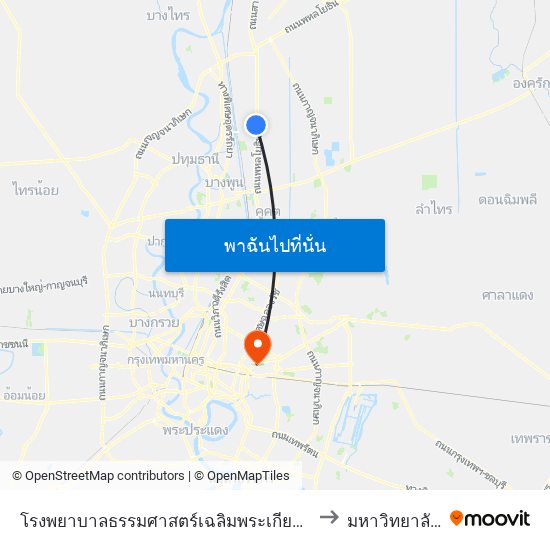 โรงพยาบาลธรรมศาสตร์เฉลิมพระเกียรติ;Thammasat University Hospital to มหาวิทยาลัยรามคำแหง map