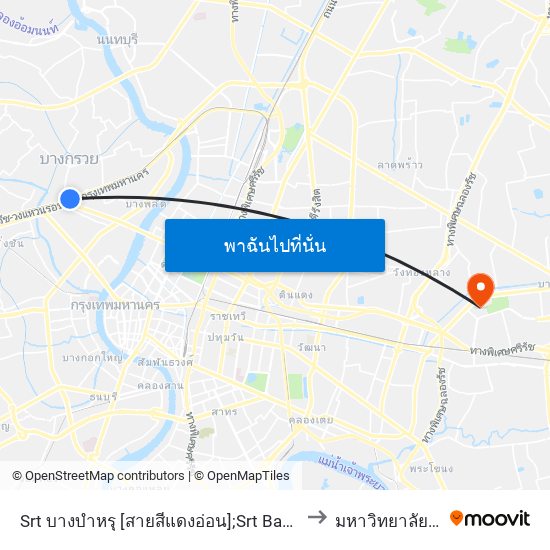 Srt บางบำหรุ [สายสีแดงอ่อน];Srt Bang Bamru [Light Red Line] to มหาวิทยาลัยรามคำแหง map