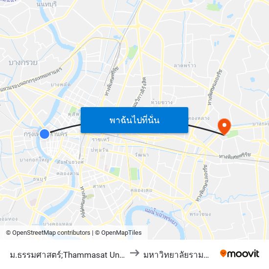 ม.ธรรมศาสตร์;Thammasat University to มหาวิทยาลัยรามคำแหง map