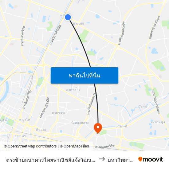 ตรงข้ามธนาคารไทยพาณิชย์แจ้งวัฒนะ;Scb (Chaeng Watthana) (Opposite) to มหาวิทยาลัยรามคำแหง map