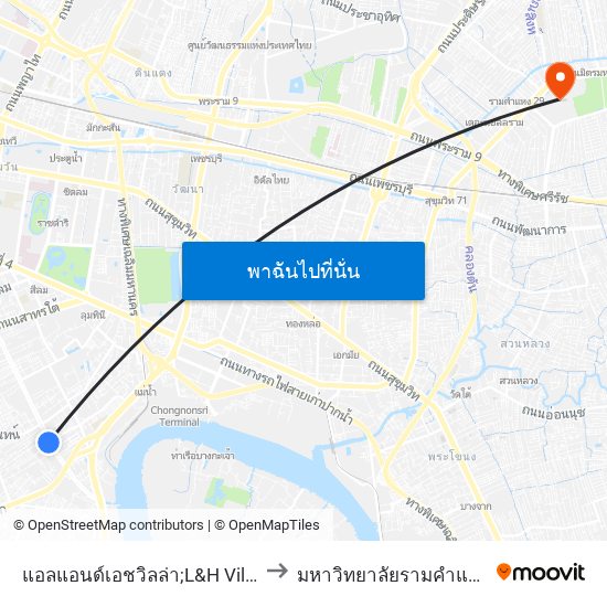 แอลแอนด์เอชวิลล่า;L&H Villa to มหาวิทยาลัยรามคำแหง map