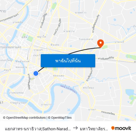 แยกสาทร-นราธิวาส;Sathon-Naradhiwas Intersection to มหาวิทยาลัยรามคำแหง map