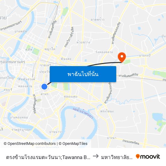 ตรงข้ามโรงแรมตะวันนา;Tawanna Bangkok Hotel (Opposite) to มหาวิทยาลัยรามคำแหง map