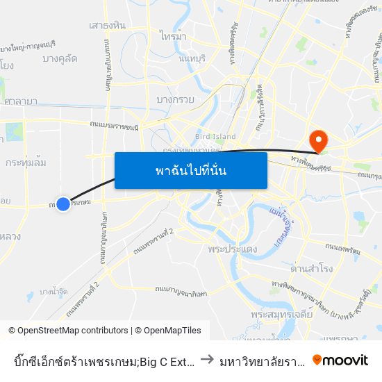 บิ๊กซีเอ็กซ์ตร้าเพชรเกษม;Big C Extra Phet Kasem to มหาวิทยาลัยรามคำแหง map