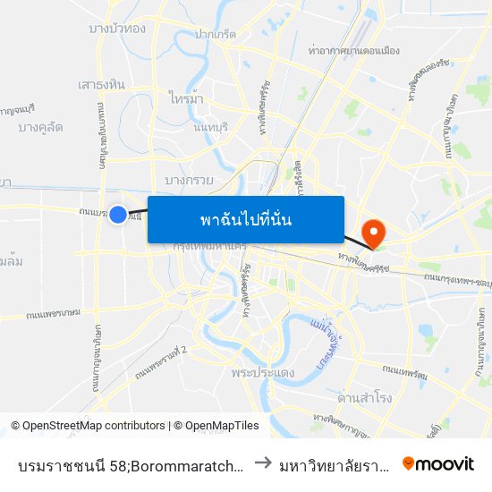 บรมราชชนนี 58;Borommaratchachonnani 58 to มหาวิทยาลัยรามคำแหง map