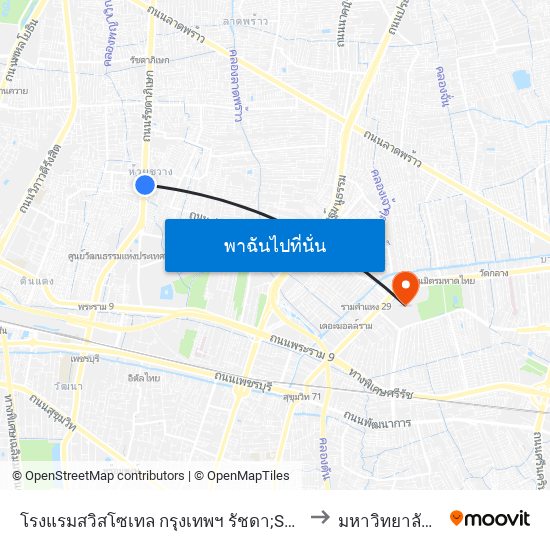 โรงแรมสวิสโซเทล กรุงเทพฯ รัชดา;Swissotel Bangkok Ratchada to มหาวิทยาลัยรามคำแหง map