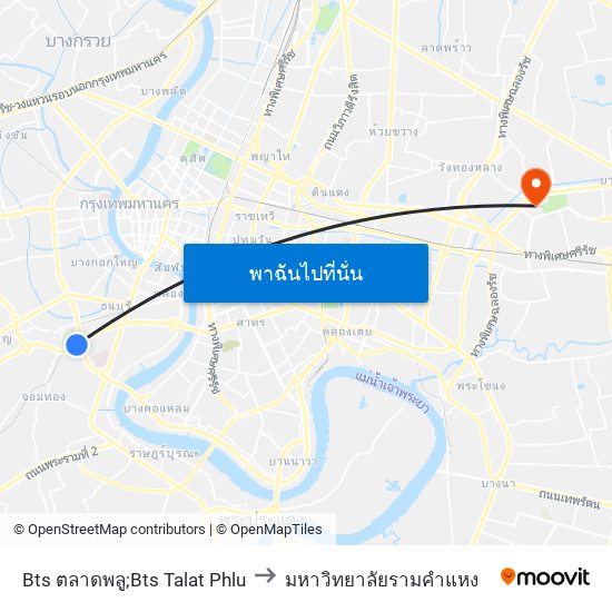 Bts ตลาดพลู;Bts Talat Phlu to มหาวิทยาลัยรามคำแหง map