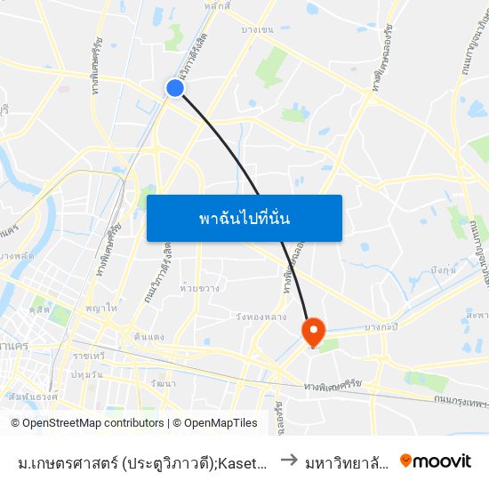 ม.เกษตรศาสตร์ (ประตูวิภาวดี);Kasetsart University (Vibhavadi Gate) to มหาวิทยาลัยรามคำแหง map