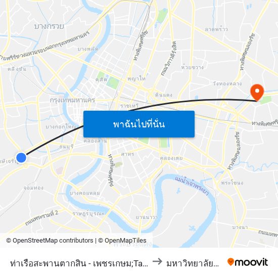 ท่าเรือสะพานตากสิน - เพชรเกษม;Taksin-Phet Kasem Pier to มหาวิทยาลัยรามคำแหง map