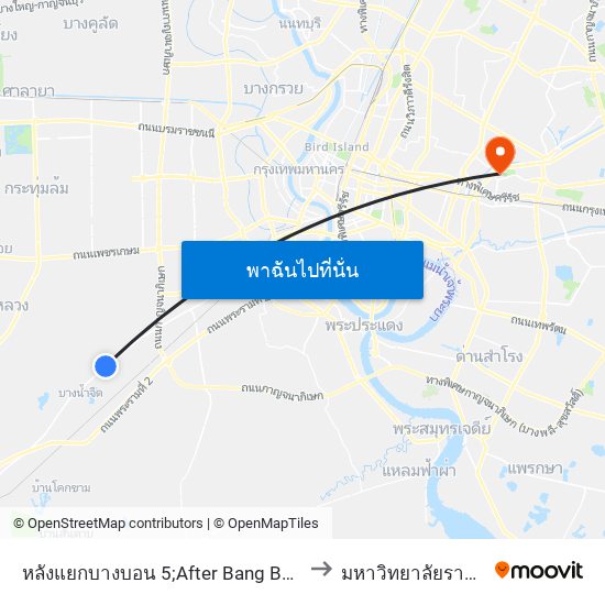 หลังแยกบางบอน 5;After Bang Bon 5 Junction to มหาวิทยาลัยรามคำแหง map