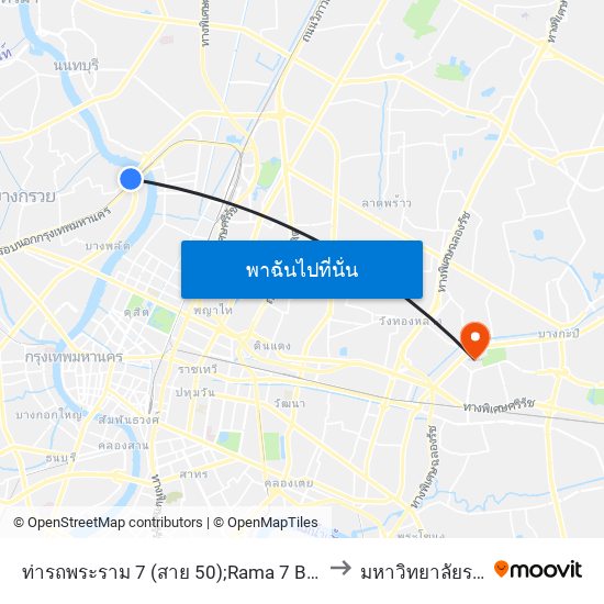 ท่ารถพระราม 7 (สาย 50);Rama 7 Bus Terminal (Line 50) to มหาวิทยาลัยรามคำแหง map