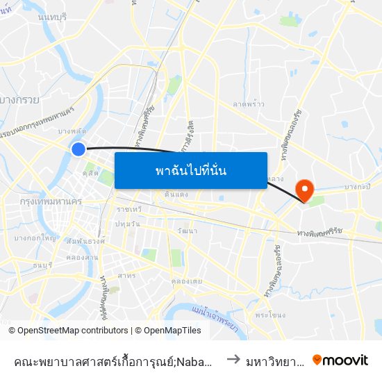 คณะพยาบาลศาสตร์เกื้อการุณย์;Nabamidradhiraj University (Faculty Of Nursing) to มหาวิทยาลัยรามคำแหง map