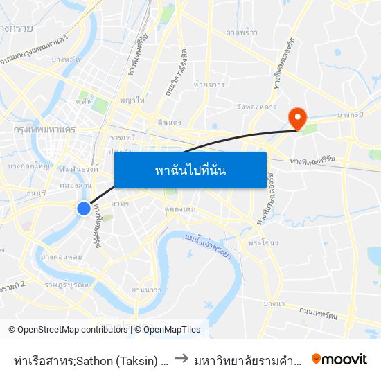 ท่าเรือสาทร;Sathon (Taksin) Pier to มหาวิทยาลัยรามคำแหง map