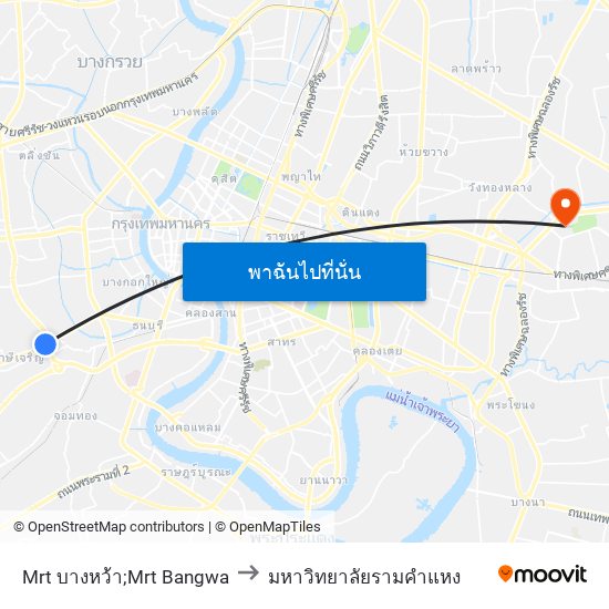 Mrt บางหว้า;Mrt Bangwa to มหาวิทยาลัยรามคำแหง map