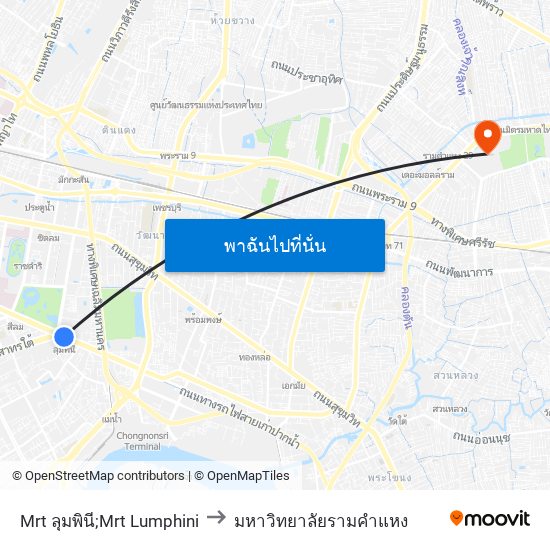 Mrt ลุมพินี;Mrt Lumphini to มหาวิทยาลัยรามคำแหง map