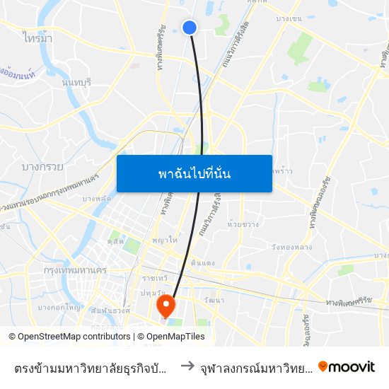 ตรงข้ามมหาวิทยาลัยธุรกิจบัณฑิตย์ to จุฬาลงกรณ์มหาวิทยาลัย map