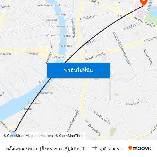 หลังแยกถนนตก (ฝั่งพระราม 3);After Thanon Tok Intersection (Rama 3 Side) to จุฬาลงกรณ์มหาวิทยาลัย map