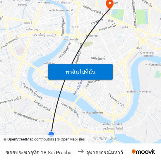 ซอยประชาอุทิศ 18;Soi Pracha Uthit 18 to จุฬาลงกรณ์มหาวิทยาลัย map