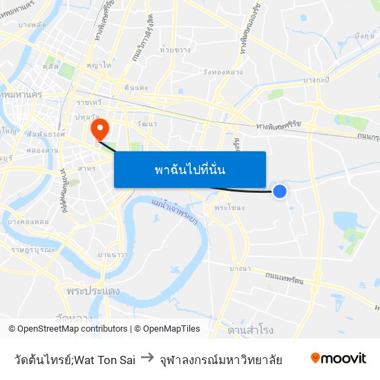 วัดต้นไทรย์;Wat Ton Sai to จุฬาลงกรณ์มหาวิทยาลัย map