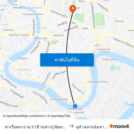 ท่าเรือพระราม 3 (ข้ามฟาก);Rama 3 Pier (Ferry) to จุฬาลงกรณ์มหาวิทยาลัย map