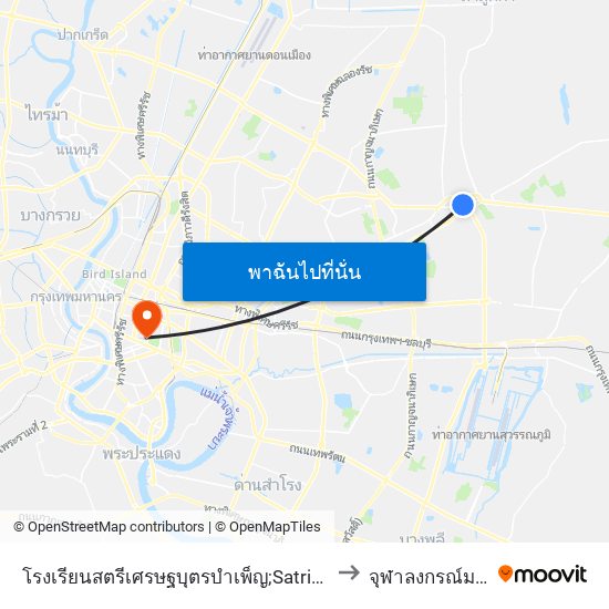 โรงเรียนสตรีเศรษฐบุตรบำเพ็ญ;Satrisethabutbamphen School to จุฬาลงกรณ์มหาวิทยาลัย map